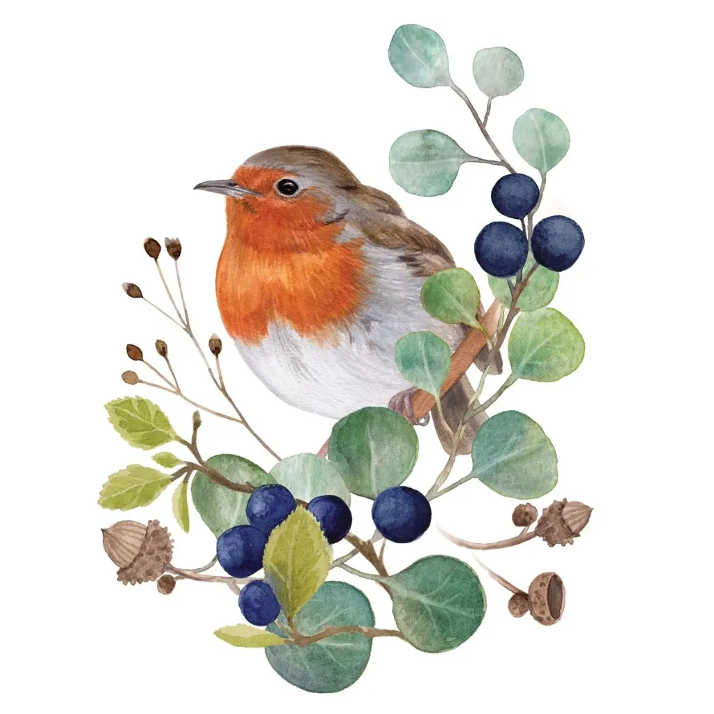 Serviettes De Table Oiseau Sur Branche Napkin 25x25Cm
