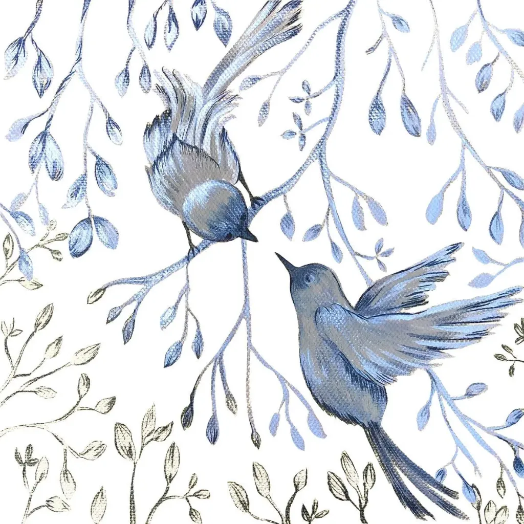 Serviettes De Table Jardin Japonais En Blanc Napkin 33x33Cm