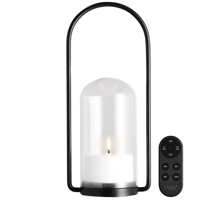 [3400024] Lanterne D'Extérieur - Outdoor Lantern Set With Glass Dome, Handle, Candle 84005, Remote 2X C
