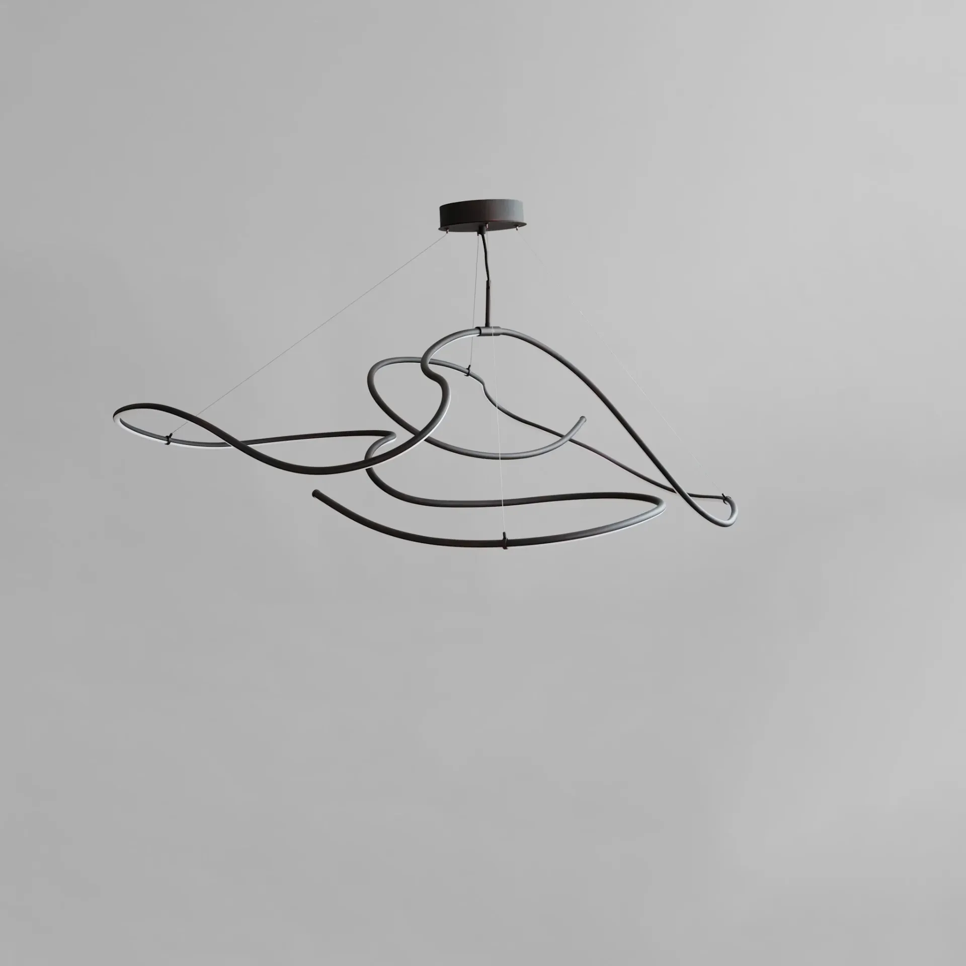 [0100007] Ghost Chandelier, Big - Burned Black - Plated Metal / Acrylic