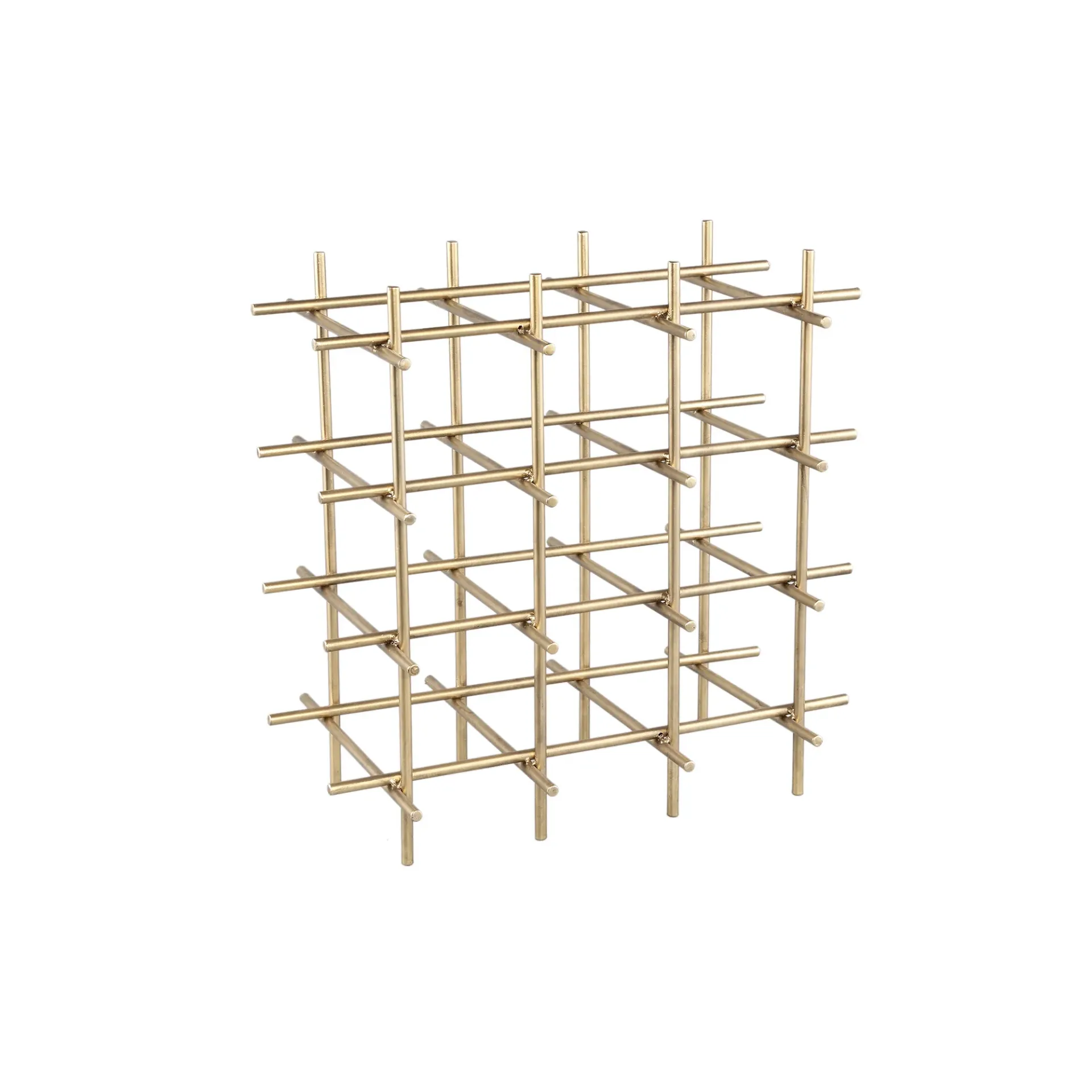 Porte Bouteille Gordo Brass Steel Square Open Frame Wine Rack 40 x 24 x 40