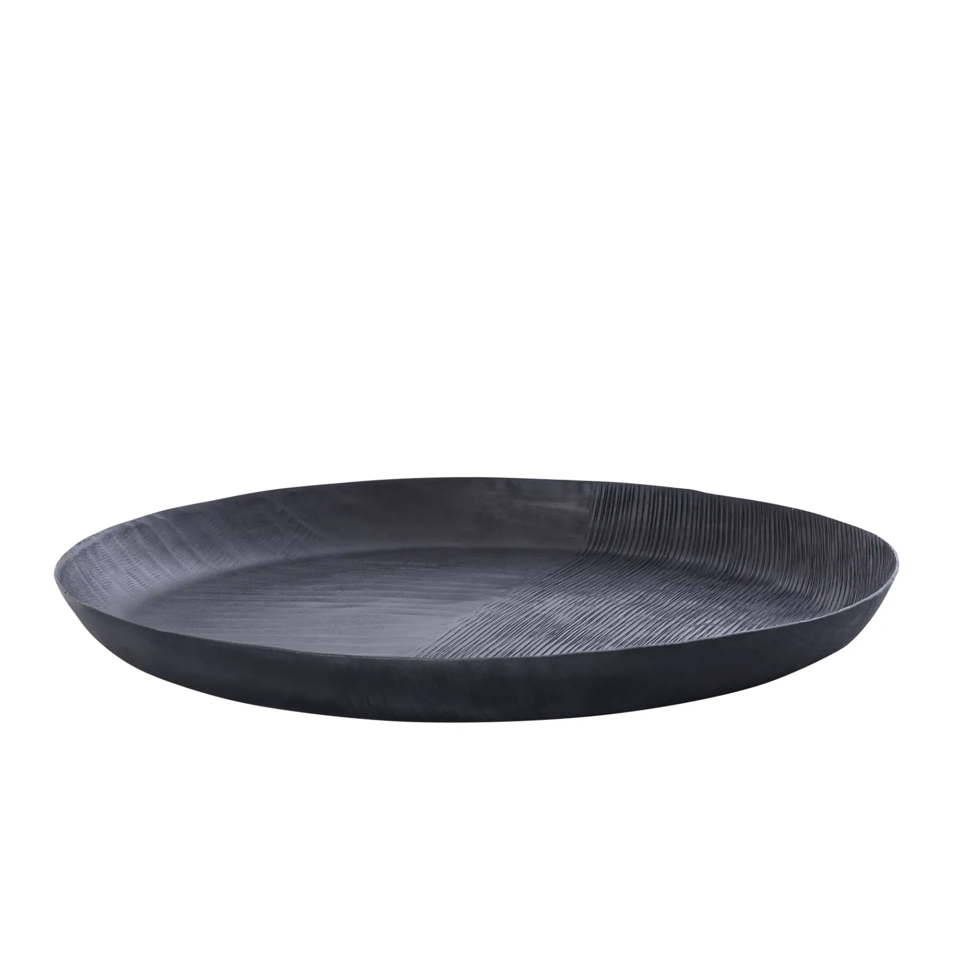 [3000027] Plateau Jowad Graphite Alu Sheet Bowl Ribbed Round L (46,5 X 46,5 X 4,5)
