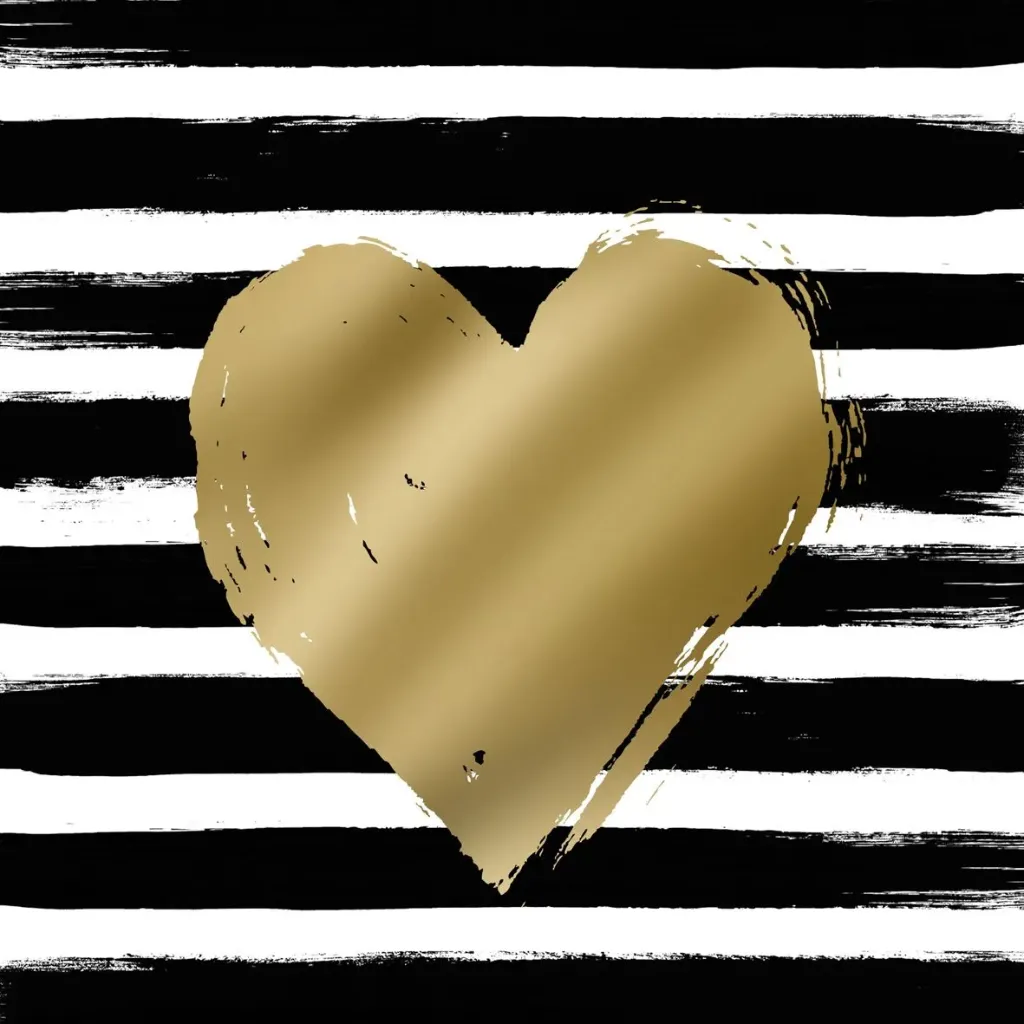 Serviettes De Table Heart & Stripes Black/Gold 33x33Cm