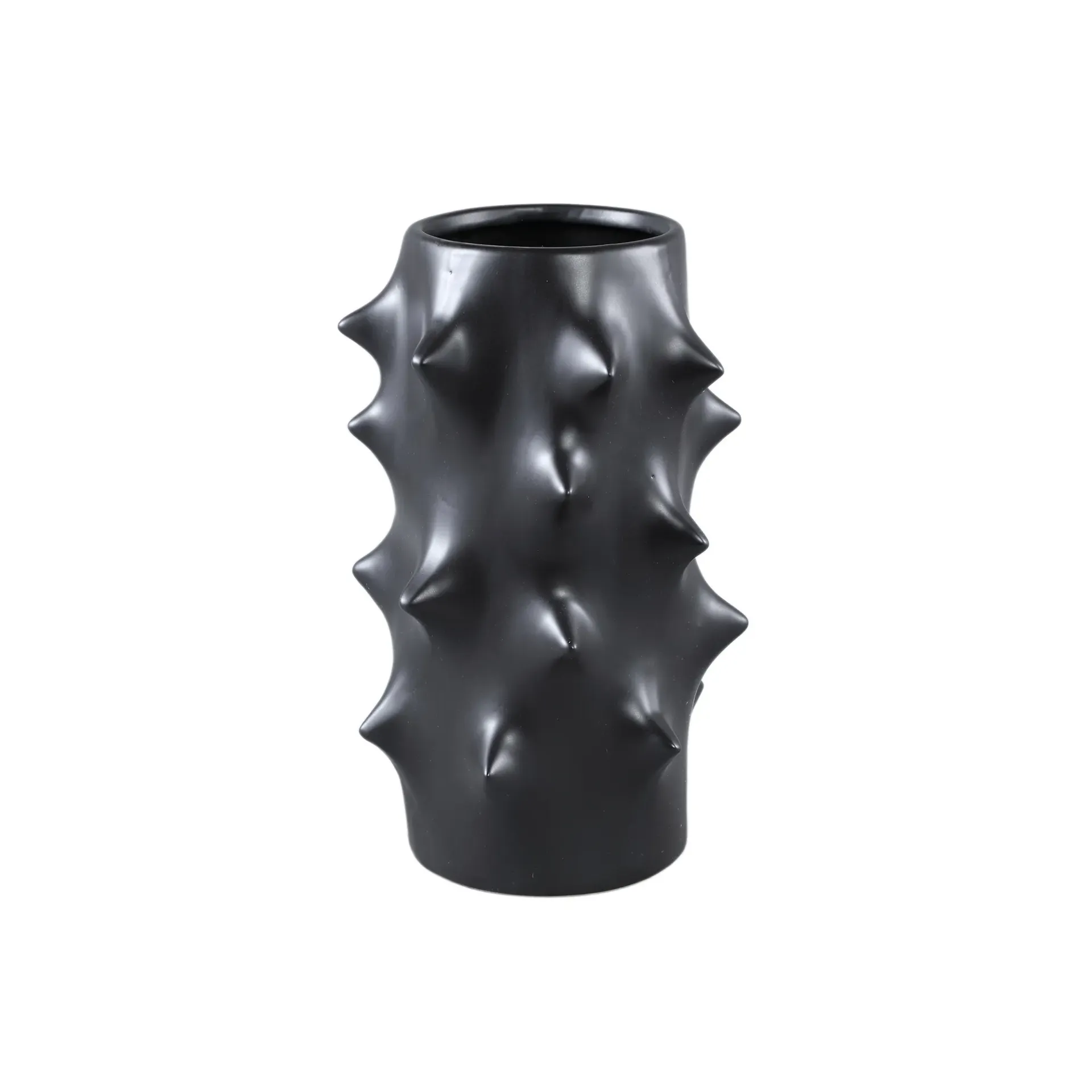 Vase Oswaldo Black Round Shaped Ceramic Pot Bulges High  28 X 28 X 44,5