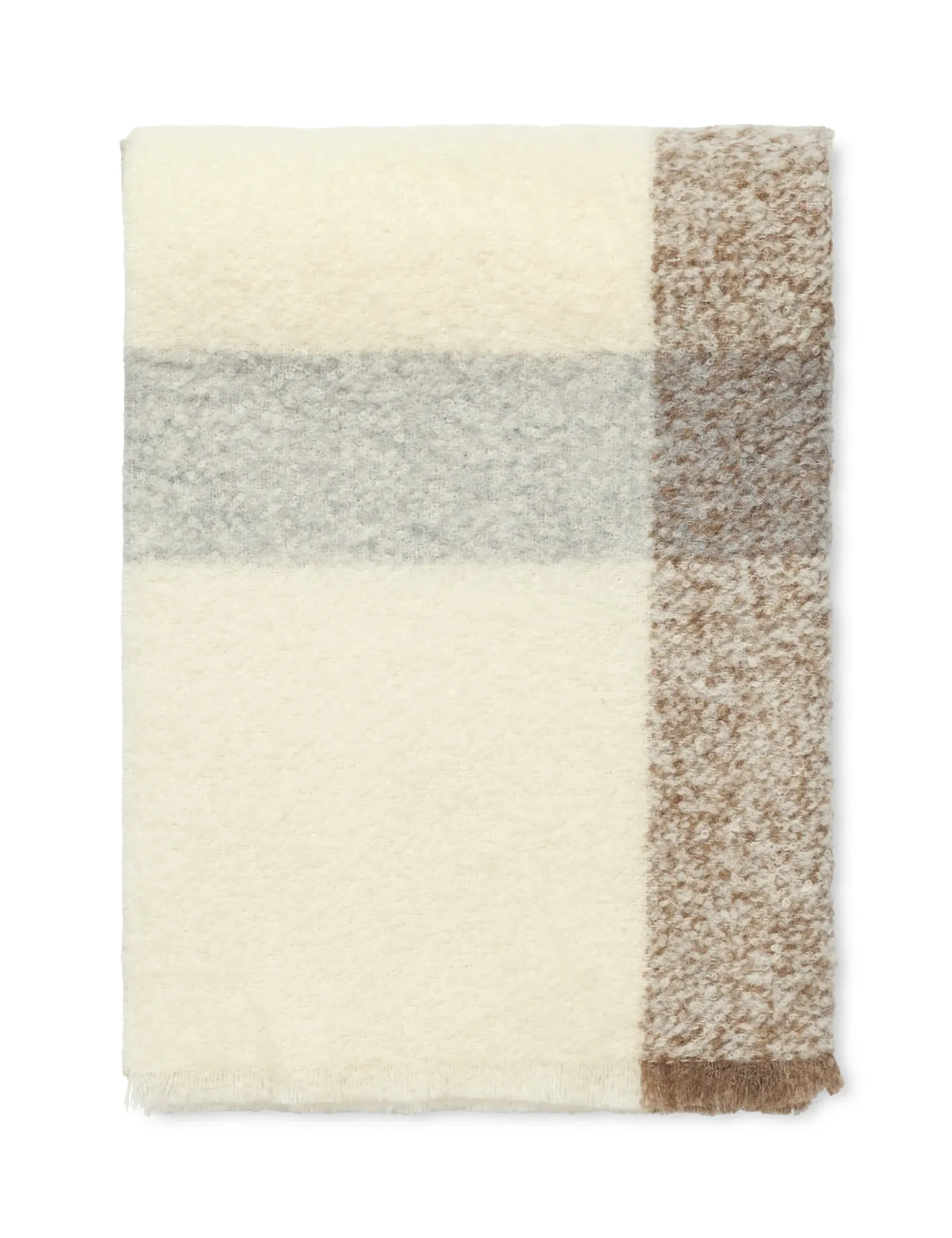 [1200004] Plaid Lava Throw Ivory/Mocca/Grey 130X190Cm 89% Superfine Alpaca Wool, 11% Nylon