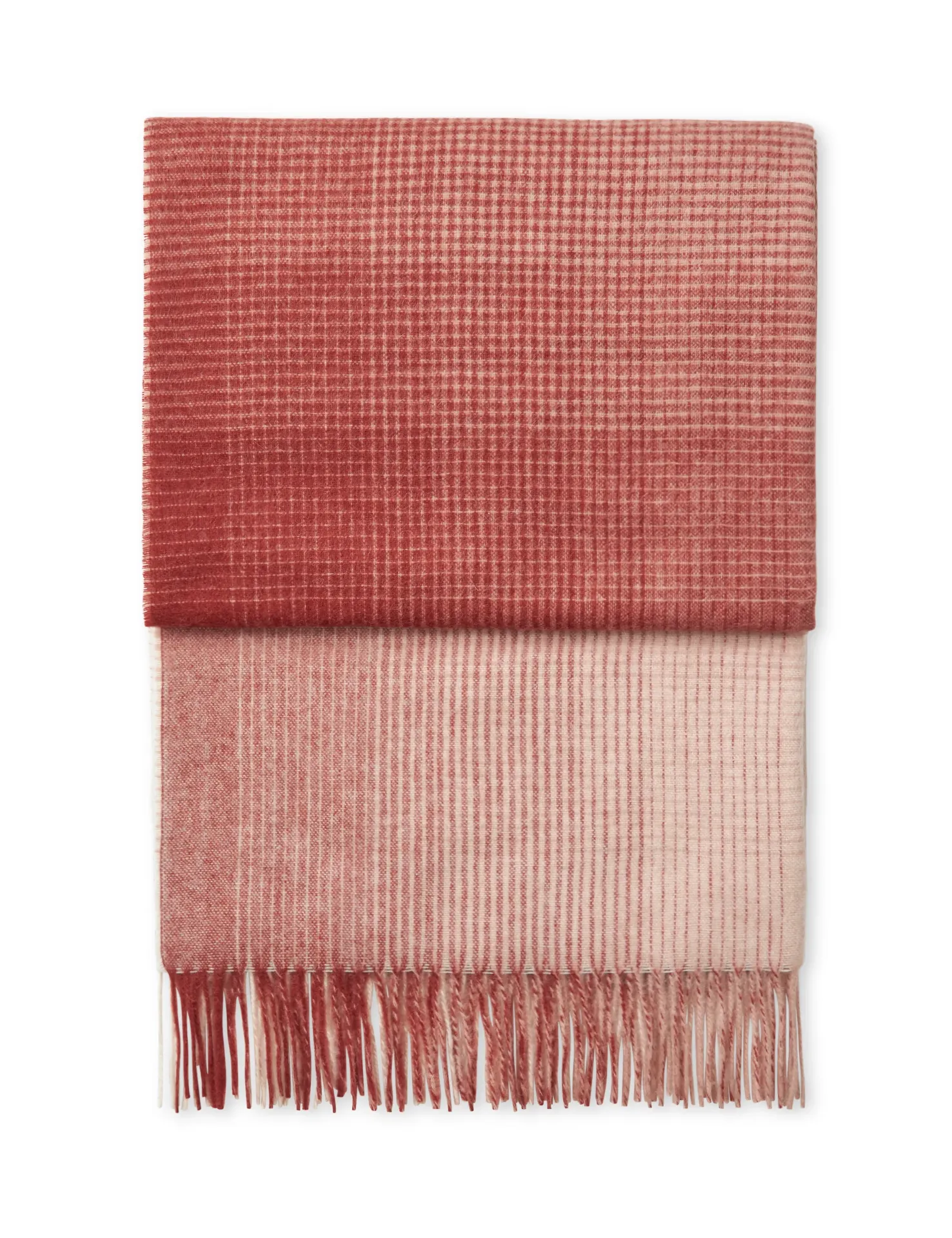 [1200007] Plaid Horizon Throw Rusty Red 130X200Cm 50% Alpaca Wool, 40% Sheep Wool, 10% Other Fibers (Recycled)