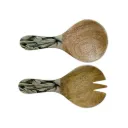 Couverts À Salade - Servers Short Mango Black Ikat Set Of 2