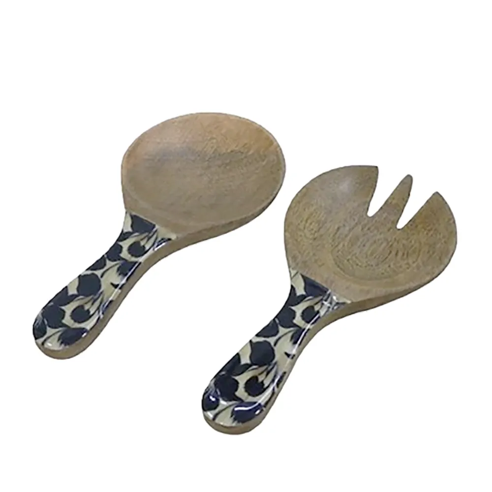 Couverts À Salade - Servers Short Mango Black Bloom Set Of 2