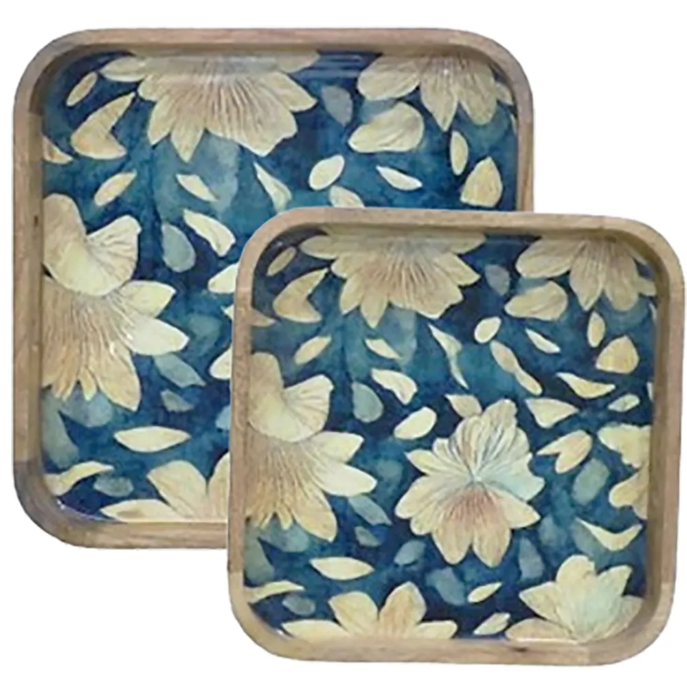 Plateau - Tray Mango White On Blue 35Cm