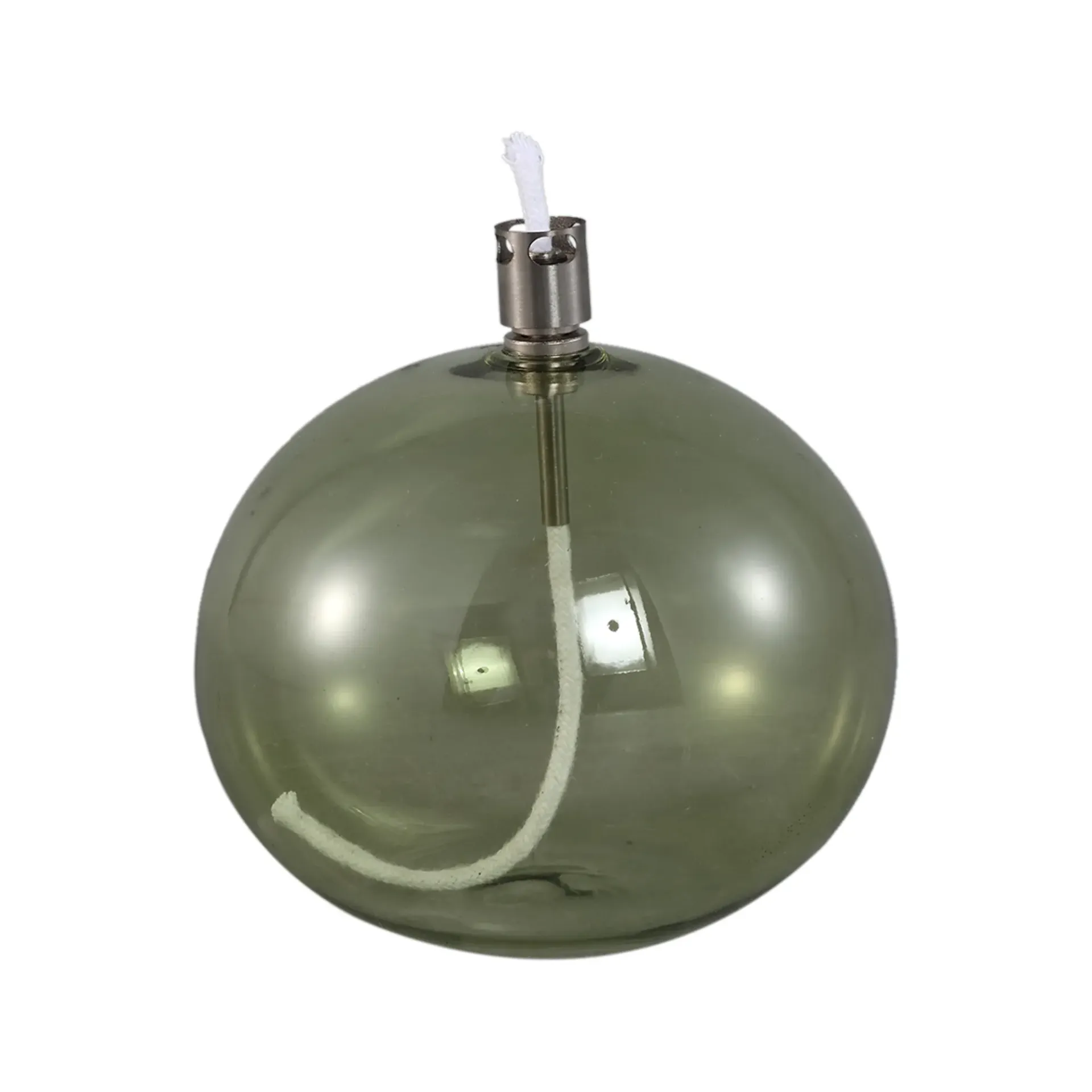 Lampe A Huile Adilia Moss Green Glass Oil Lamp Round L 12,5 X 12,5 X 10,5