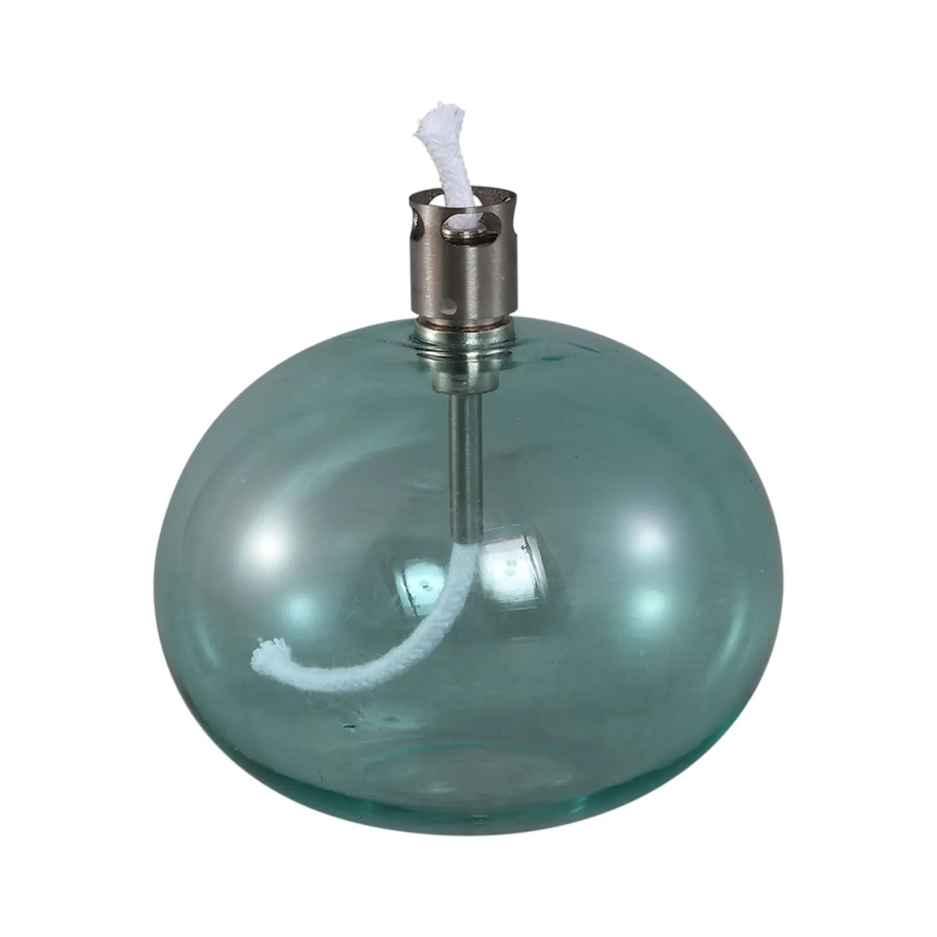 Lampe A Huile Adilia Teal Glass Oil Lamp Round S 9 X 9 X 7,5