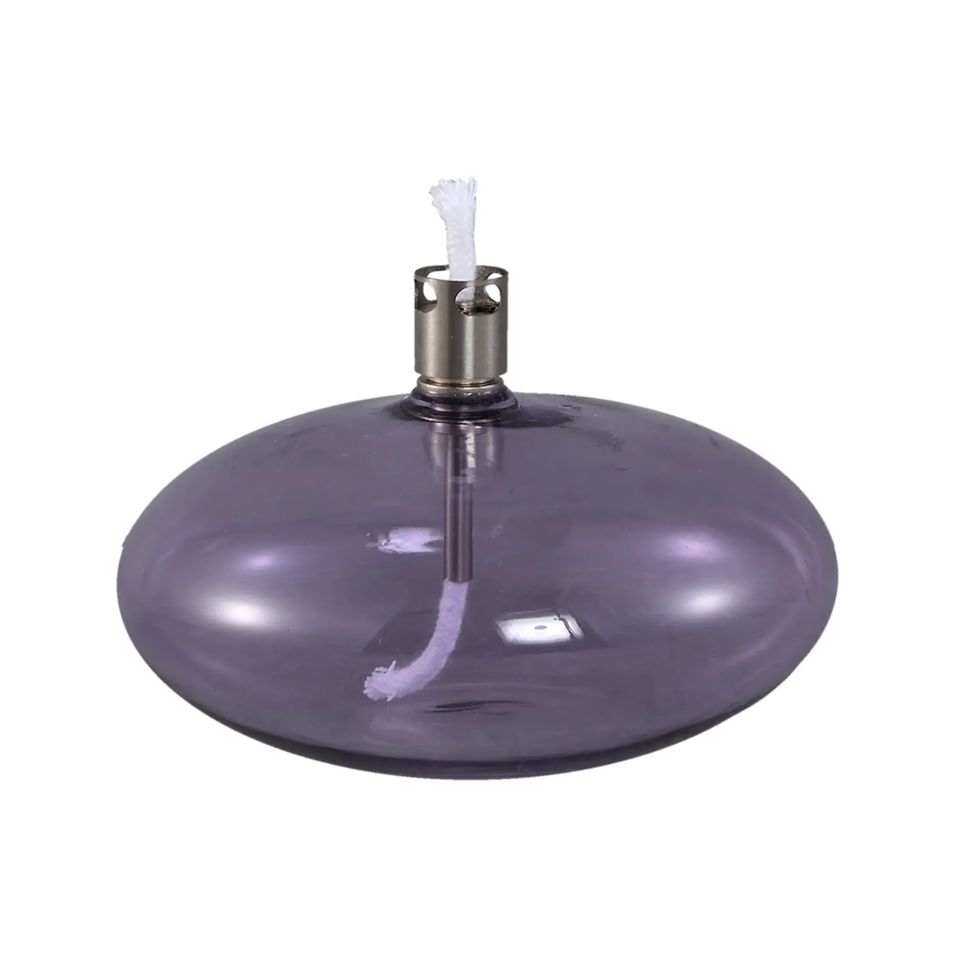 Lampe A Huile Adilia Purple Glass Oil Lamp Round Low 12 X 12 X 6,5