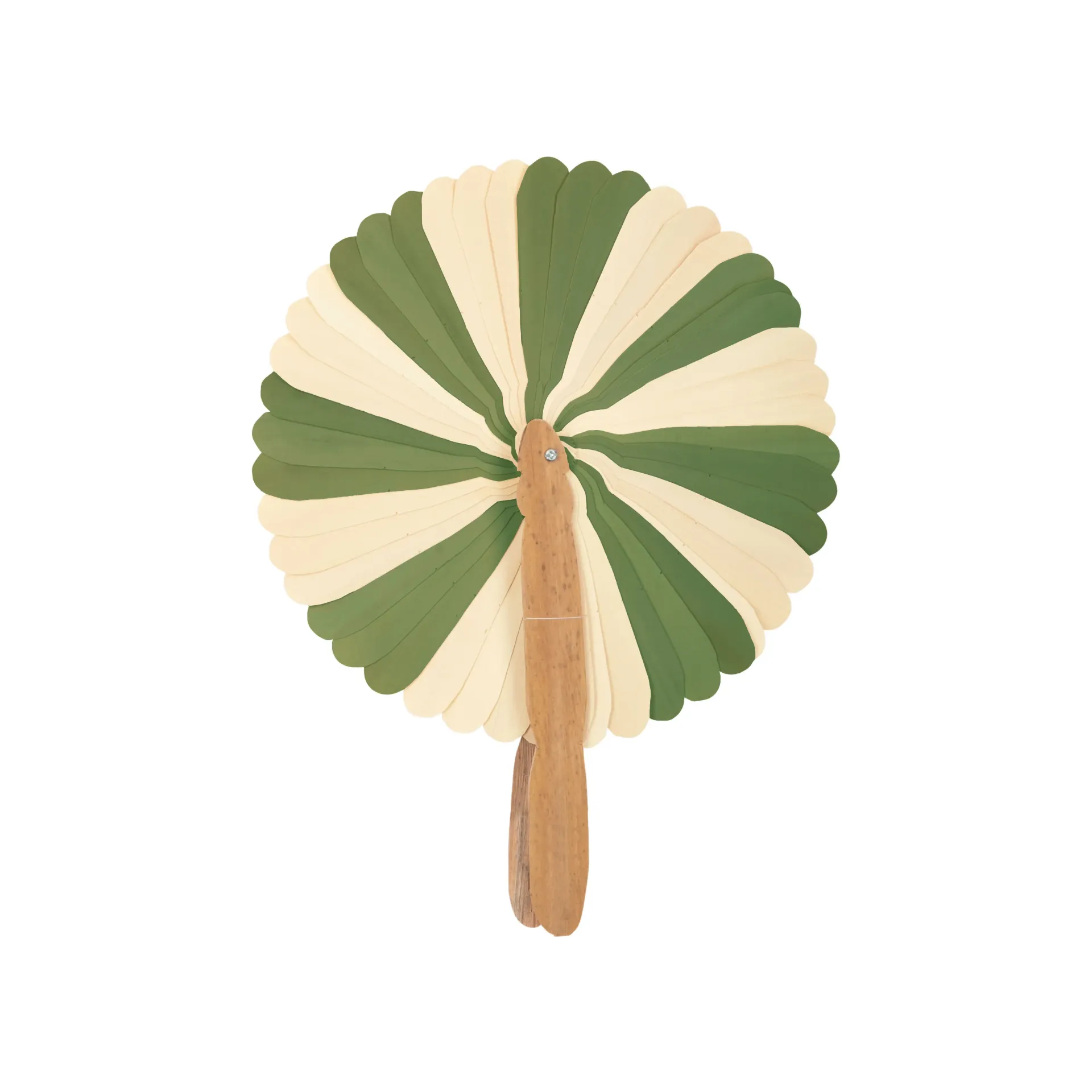 Éventail Kep Naturel - Kaki M : En Feuille De Palmier