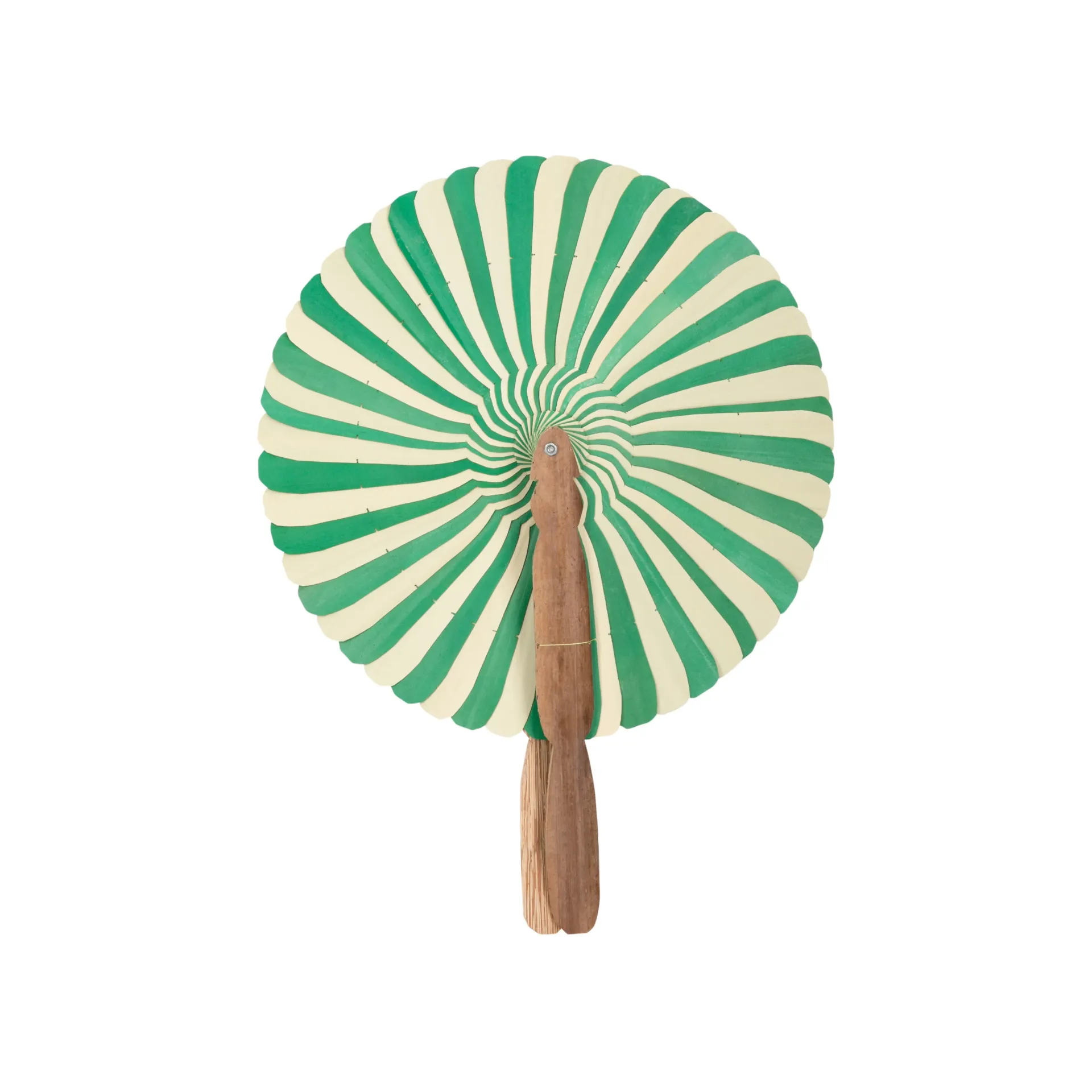 Éventail Kep Naturel & Vert M : En Feuille De Palmier