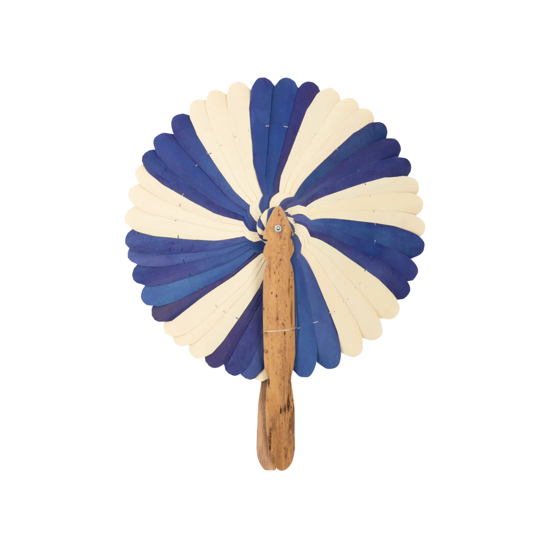 Éventail Kep Naturel & Indigo M : En Feuille De Palmier