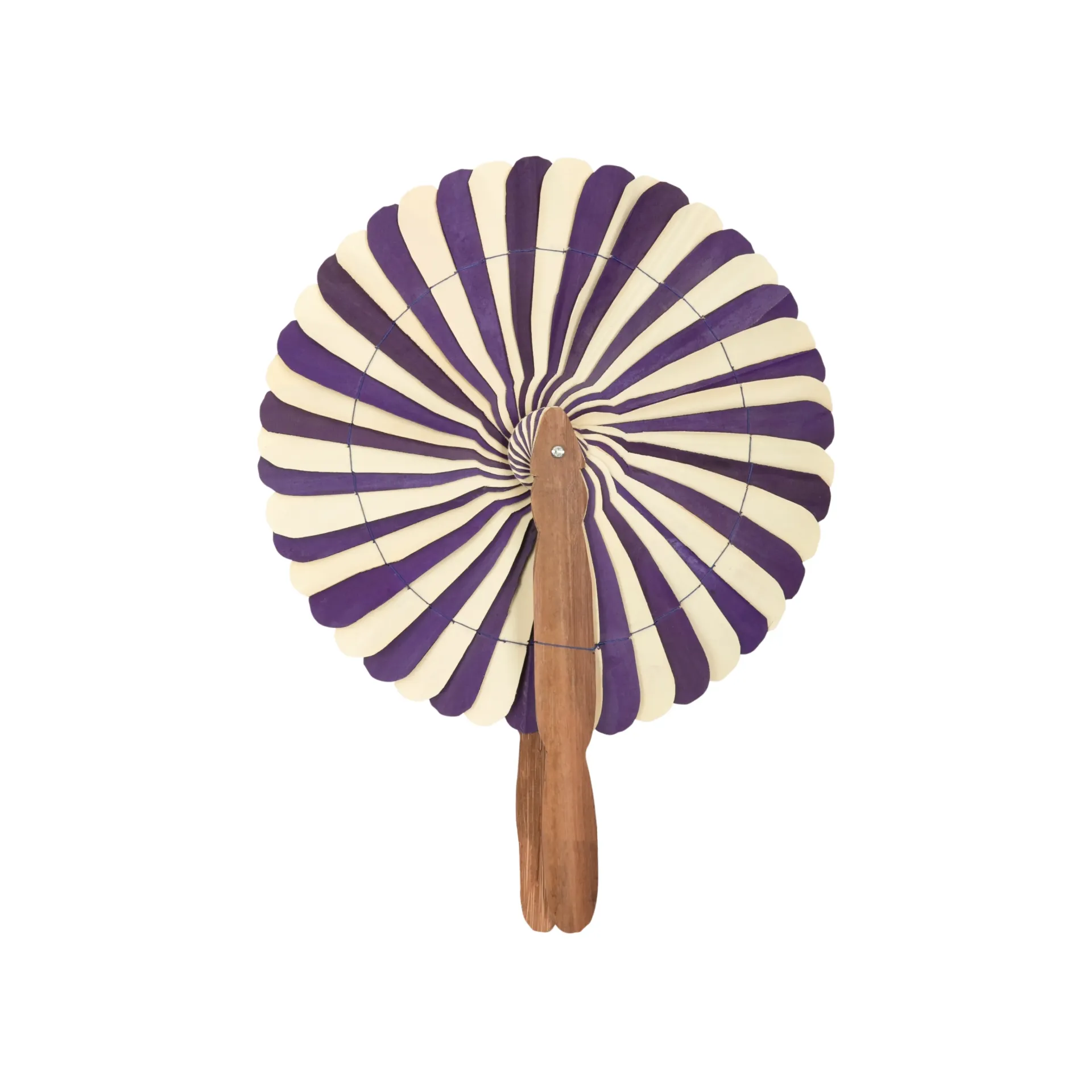 Éventail Kep Naturel & Violet M : En Feuille De Palmier