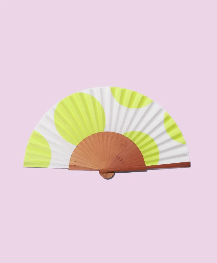 [3900007] Eventail Standard Size - Fan Fluo Dots - 23x42 Cm