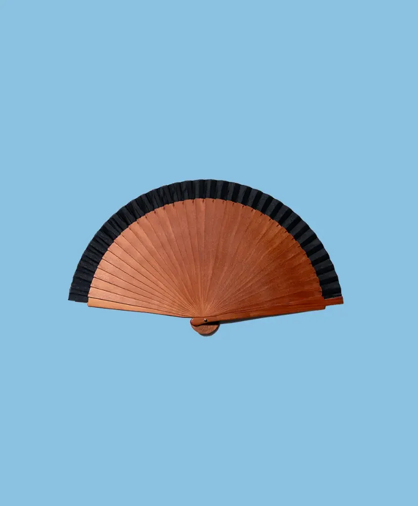 [3900011] Eventail Spécial Standard Size - Fan Wood Black - 21x40 Cm