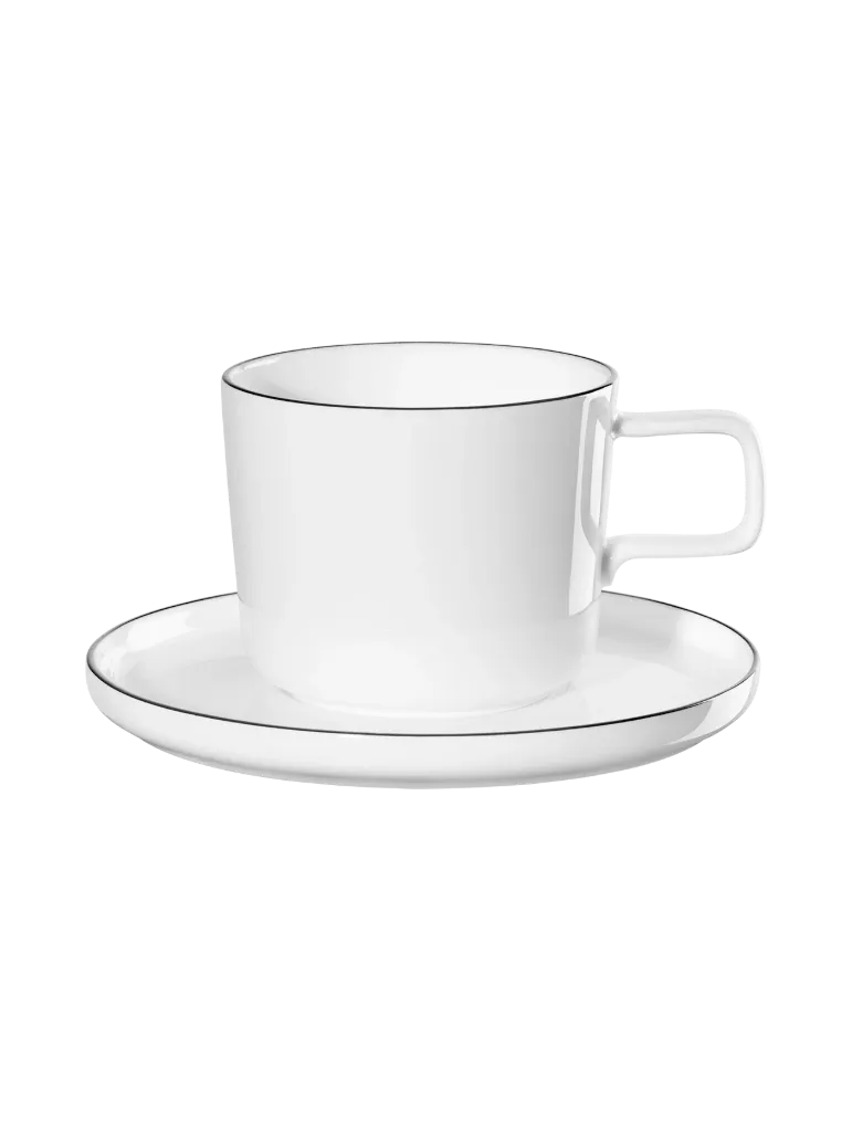Tasse Avec Soucoupe (200 Ml) Oco Ligne Noire